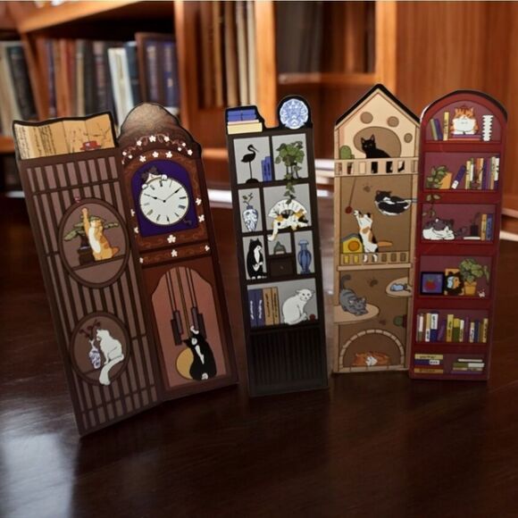 5pcs CAT Bookmarks Bookshelf Clock Home Book Marker Clips Reading Colorful Gift - Picture 5 of 10